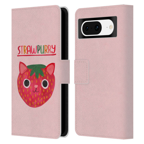 Planet Cat Puns Strawpurry Leather Book Wallet Case Cover For Google Pixel 8