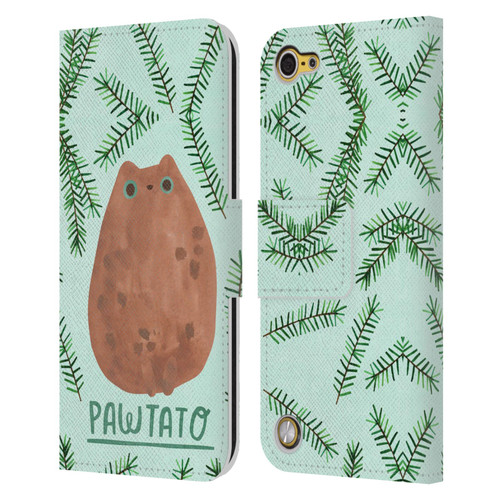 Planet Cat Puns Pawtato Leather Book Wallet Case Cover For Apple iPod Touch 5G 5th Gen