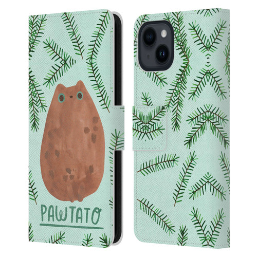 Planet Cat Puns Pawtato Leather Book Wallet Case Cover For Apple iPhone 15
