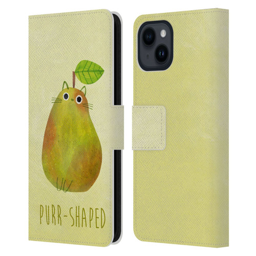 Planet Cat Puns Purr-shaped Leather Book Wallet Case Cover For Apple iPhone 15