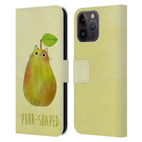 Planet Cat Puns Purr-shaped Leather Book Wallet Case Cover For Apple iPhone 15 Pro Max