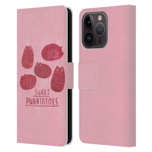 Planet Cat Puns Sweet Purrtatoes Leather Book Wallet Case Cover For Apple iPhone 15 Pro