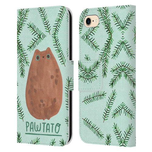 Planet Cat Puns Pawtato Leather Book Wallet Case Cover For Apple iPhone 7 / 8 / SE 2020 & 2022