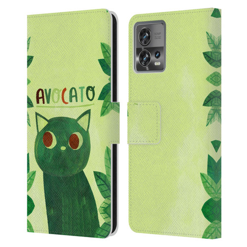 Planet Cat Puns Avocato Leather Book Wallet Case Cover For Motorola Moto Edge 30 Fusion