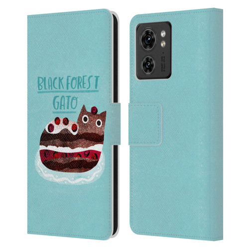 Planet Cat Puns Black Forest Gato Leather Book Wallet Case Cover For Motorola Moto Edge 40