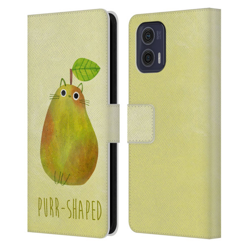Planet Cat Puns Purr-shaped Leather Book Wallet Case Cover For Motorola Moto G73 5G