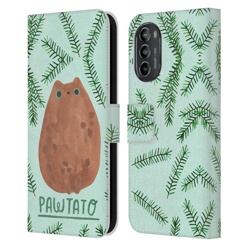Planet Cat Puns Pawtato Leather Book Wallet Case Cover For Motorola Moto G82 5G
