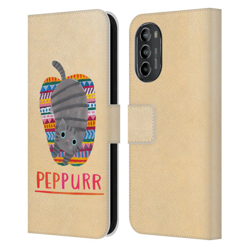Planet Cat Puns Peppur Leather Book Wallet Case Cover For Motorola Moto G82 5G