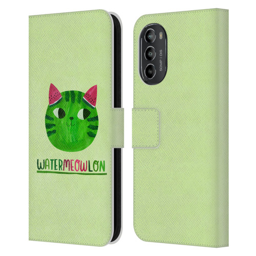 Planet Cat Puns Watermeowlon Leather Book Wallet Case Cover For Motorola Moto G82 5G