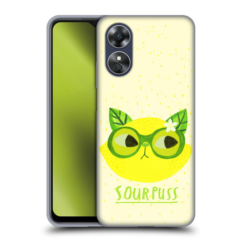 Planet Cat Puns Sour Puss Soft Gel Case for OPPO A17