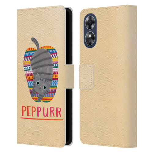 Planet Cat Puns Peppur Leather Book Wallet Case Cover For OPPO A17