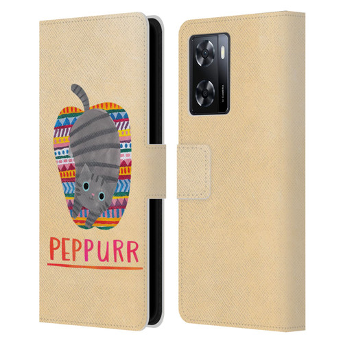 Planet Cat Puns Peppur Leather Book Wallet Case Cover For OPPO A57s
