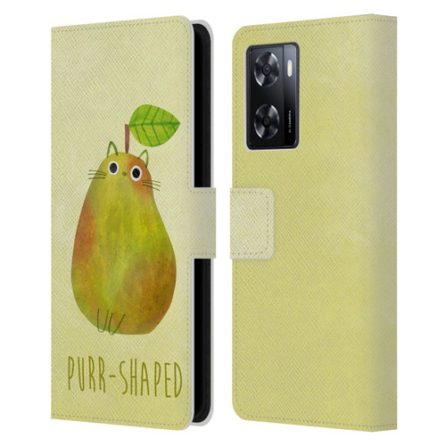 Planet Cat Puns Purr-shaped Leather Book Wallet Case Cover For OPPO A57s