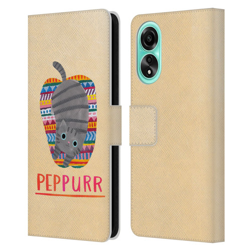 Planet Cat Puns Peppur Leather Book Wallet Case Cover For OPPO A78 5G