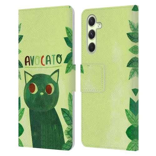 Planet Cat Puns Avocato Leather Book Wallet Case Cover For Samsung Galaxy A54 5G