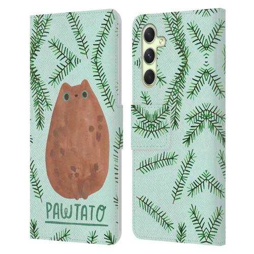 Planet Cat Puns Pawtato Leather Book Wallet Case Cover For Samsung Galaxy A54 5G