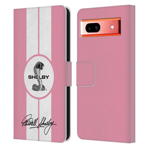 Shelby Car Graphics 1965 427 S/C Pink Leather Book Wallet Case Cover For Google Pixel 7a