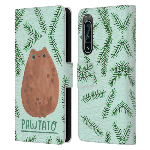 Planet Cat Puns Pawtato Leather Book Wallet Case Cover For Sony Xperia 5 IV