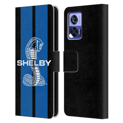 Shelby Car Graphics Blue Leather Book Wallet Case Cover For Motorola Edge 30 Neo 5G