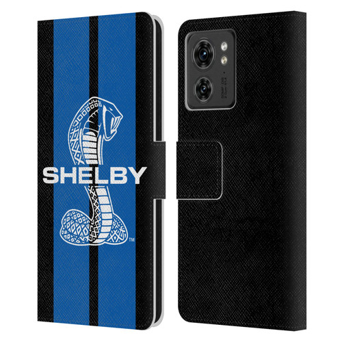 Shelby Car Graphics Blue Leather Book Wallet Case Cover For Motorola Moto Edge 40
