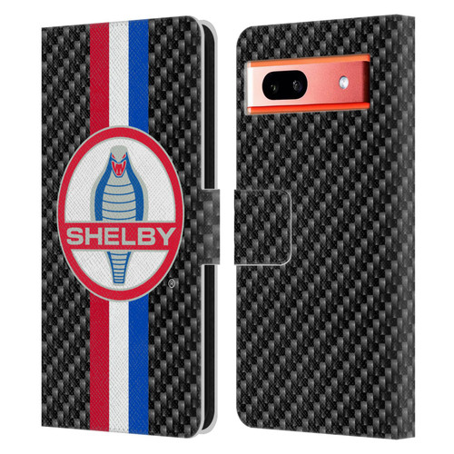 Shelby Logos Carbon Fiber Leather Book Wallet Case Cover For Google Pixel 7a