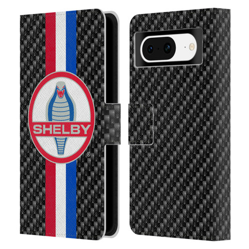 Shelby Logos Carbon Fiber Leather Book Wallet Case Cover For Google Pixel 8