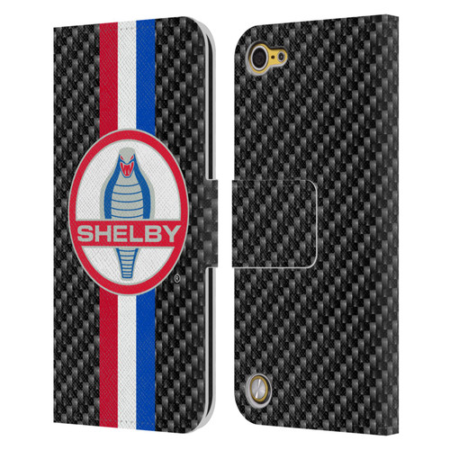 Shelby Logos Carbon Fiber Leather Book Wallet Case Cover For Apple iPod Touch 5G 5th Gen