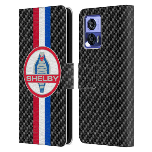Shelby Logos Carbon Fiber Leather Book Wallet Case Cover For Motorola Edge 30 Neo 5G