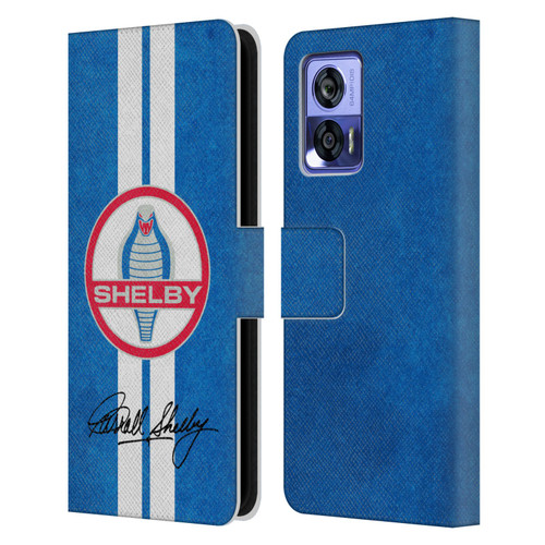 Shelby Logos Distressed Blue Leather Book Wallet Case Cover For Motorola Edge 30 Neo 5G