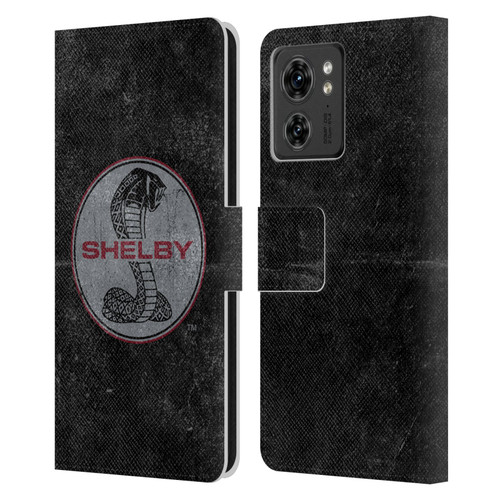 Shelby Logos Distressed Black Leather Book Wallet Case Cover For Motorola Moto Edge 40