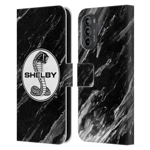 Shelby Logos Marble Leather Book Wallet Case Cover For Motorola Moto G82 5G