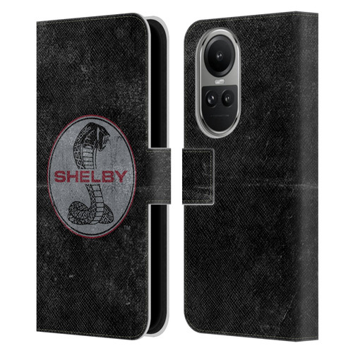 Shelby Logos Distressed Black Leather Book Wallet Case Cover For OPPO Reno10 5G / Reno10 Pro 5G