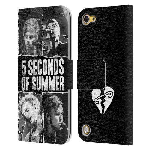 5 Seconds of Summer Posters Torn Papers 2 Leather Book Wallet Case Cover For Apple iPod Touch 5G 5th Gen