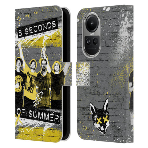 5 Seconds of Summer Posters Splatter Leather Book Wallet Case Cover For OPPO Reno10 5G / Reno10 Pro 5G