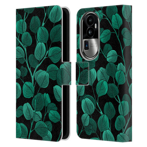 Katerina Kirilova Fruits & Foliage Patterns Eucalyptus Silver Dollar Leather Book Wallet Case Cover For OPPO Reno10 Pro+