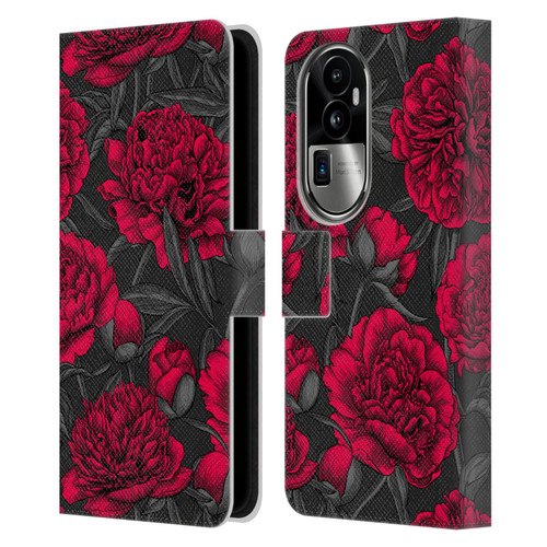 Katerina Kirilova Floral Patterns Night Peony Garden Leather Book Wallet Case Cover For OPPO Reno10 Pro+