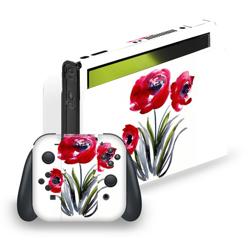 Mai Autumn Art Mix Red Flowers Vinyl Sticker Skin Decal Cover for Nintendo Switch OLED Bundle