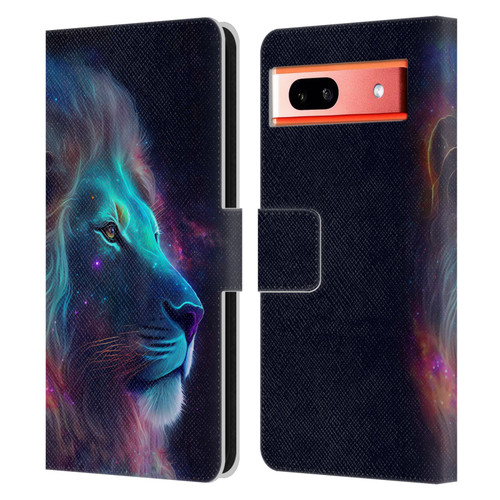 Wumples Cosmic Animals Lion Leather Book Wallet Case Cover For Google Pixel 7a