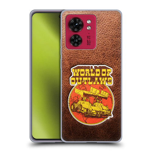World of Outlaws Western Graphics Sprint Car Leather Print Soft Gel Case for Motorola Moto Edge 40