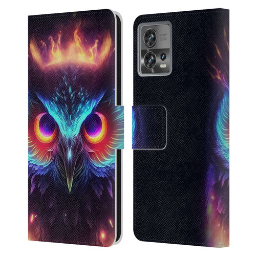 Wumples Cosmic Animals Owl Leather Book Wallet Case Cover For Motorola Moto Edge 30 Fusion