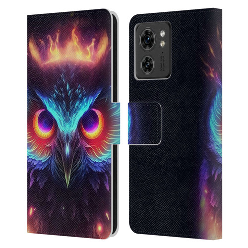 Wumples Cosmic Animals Owl Leather Book Wallet Case Cover For Motorola Moto Edge 40