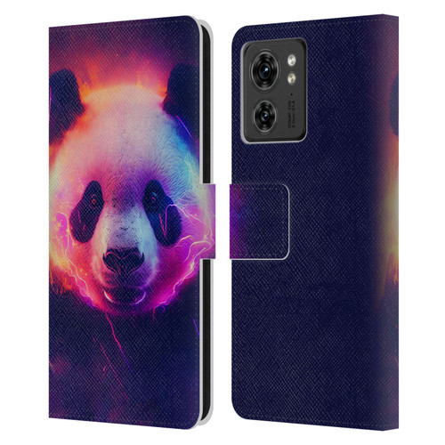 Wumples Cosmic Animals Panda Leather Book Wallet Case Cover For Motorola Moto Edge 40