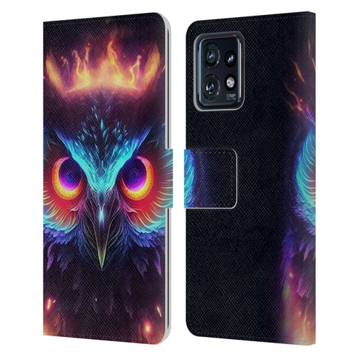 Wumples Cosmic Animals Owl Leather Book Wallet Case Cover For Motorola Moto Edge 40 Pro