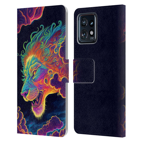 Wumples Cosmic Animals Clouded Lion Leather Book Wallet Case Cover For Motorola Moto Edge 40 Pro