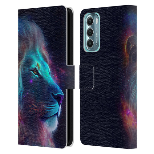 Wumples Cosmic Animals Lion Leather Book Wallet Case Cover For Motorola Moto G Stylus 5G (2022)