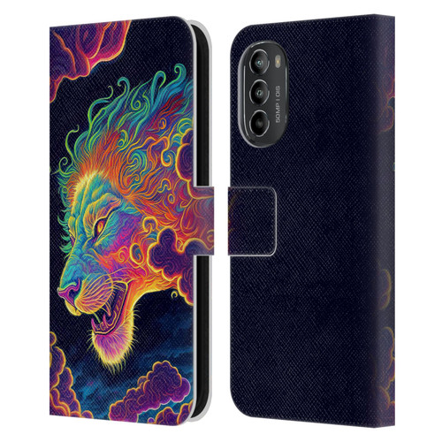 Wumples Cosmic Animals Clouded Lion Leather Book Wallet Case Cover For Motorola Moto G82 5G
