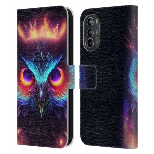 Wumples Cosmic Animals Owl Leather Book Wallet Case Cover For Motorola Moto G82 5G