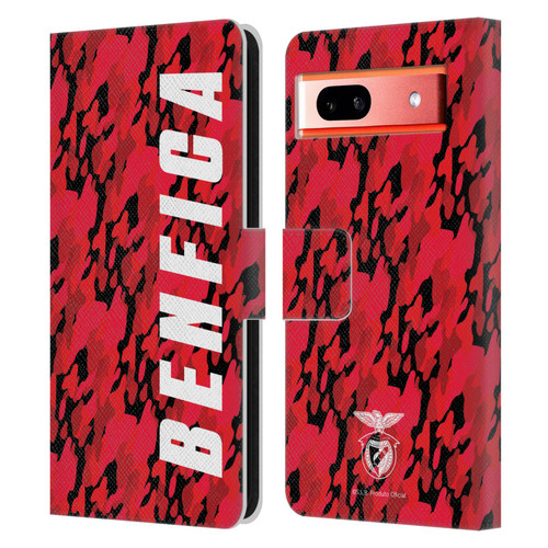 S.L. Benfica 2021/22 Crest Camouflage Leather Book Wallet Case Cover For Google Pixel 7a