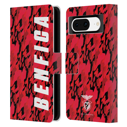 S.L. Benfica 2021/22 Crest Camouflage Leather Book Wallet Case Cover For Google Pixel 8