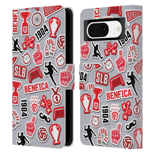 S.L. Benfica 2021/22 Crest Stickers Leather Book Wallet Case Cover For Google Pixel 8